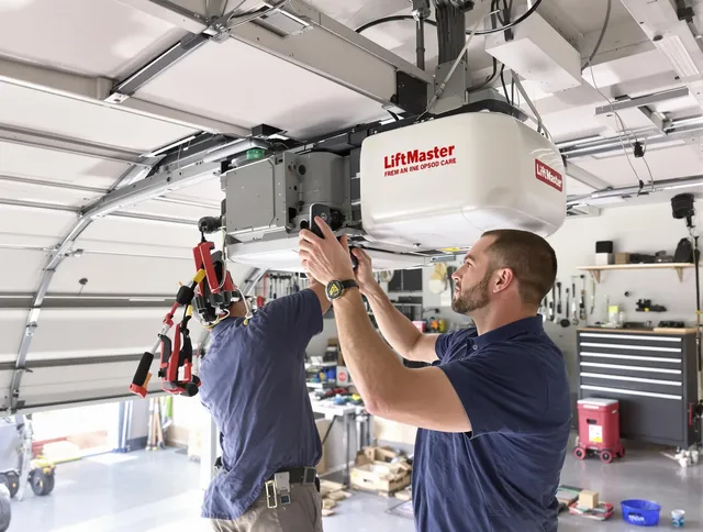 University Heights Garage Door Repair technician performing advanced diagnostics on garage opener in University Heights