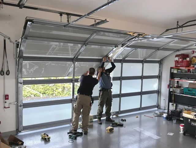 University Heights Garage Door Repair expert performing precise panel replacement on University Heights garage door